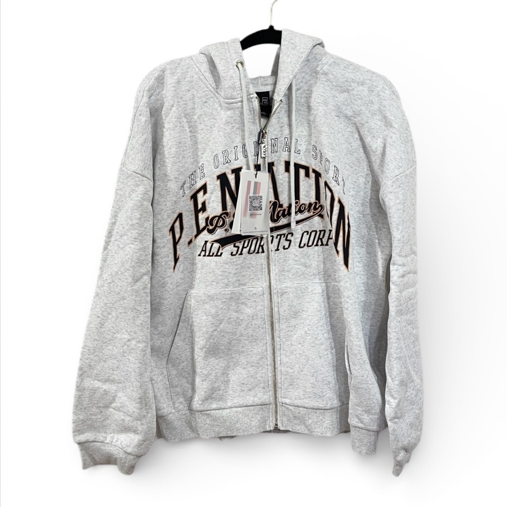 PE Nation A-Frame Jacket Men’s XL Grey Zip Hoodie Oversized NWT